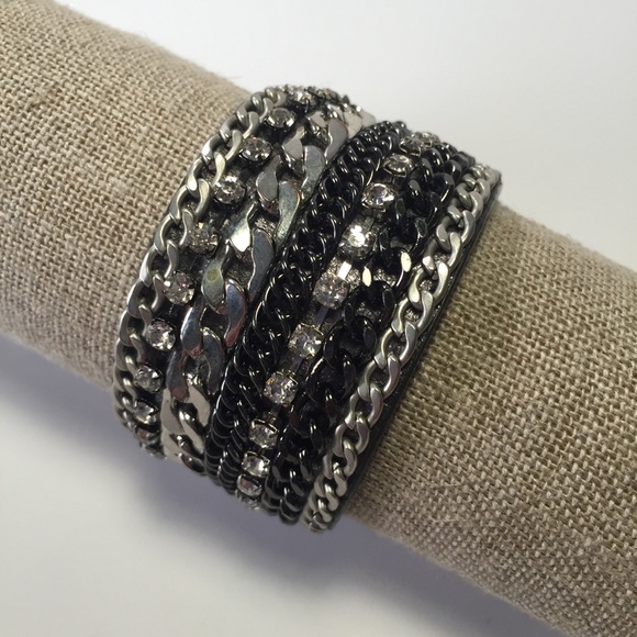 Jewelry - Wide chain jeweled statement bracelet